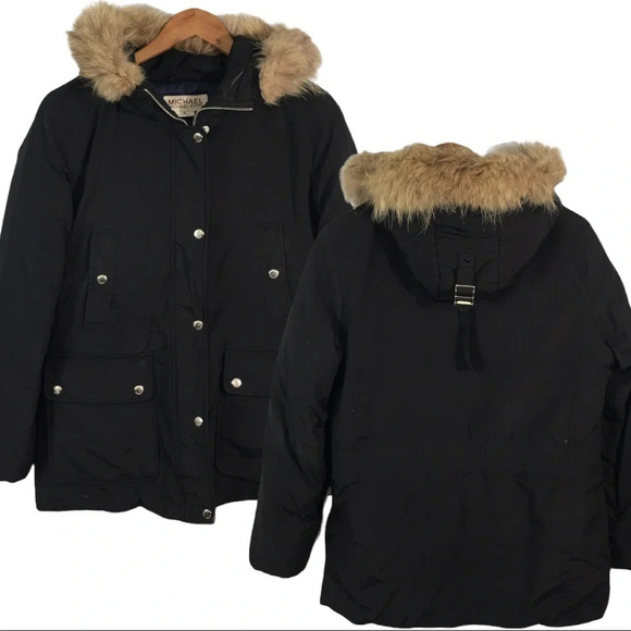 C1 Women’s Michael Kors Fur Hood Down Parka Jacket M - Picture 1 of 7